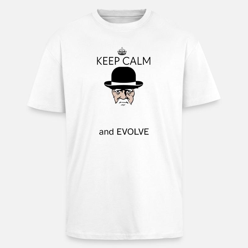 Darwin Keep Calm and evolve - T-shirt unisexe oversize épais - blanc