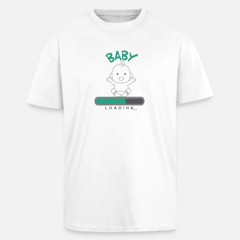 Grossesse Bébé Loading - T-shirt unisexe oversize épais - blanc