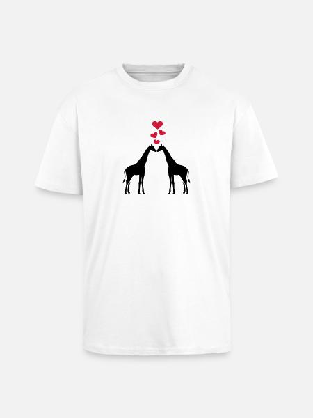 Girafe - T-shirt unisexe oversize épais - blanc