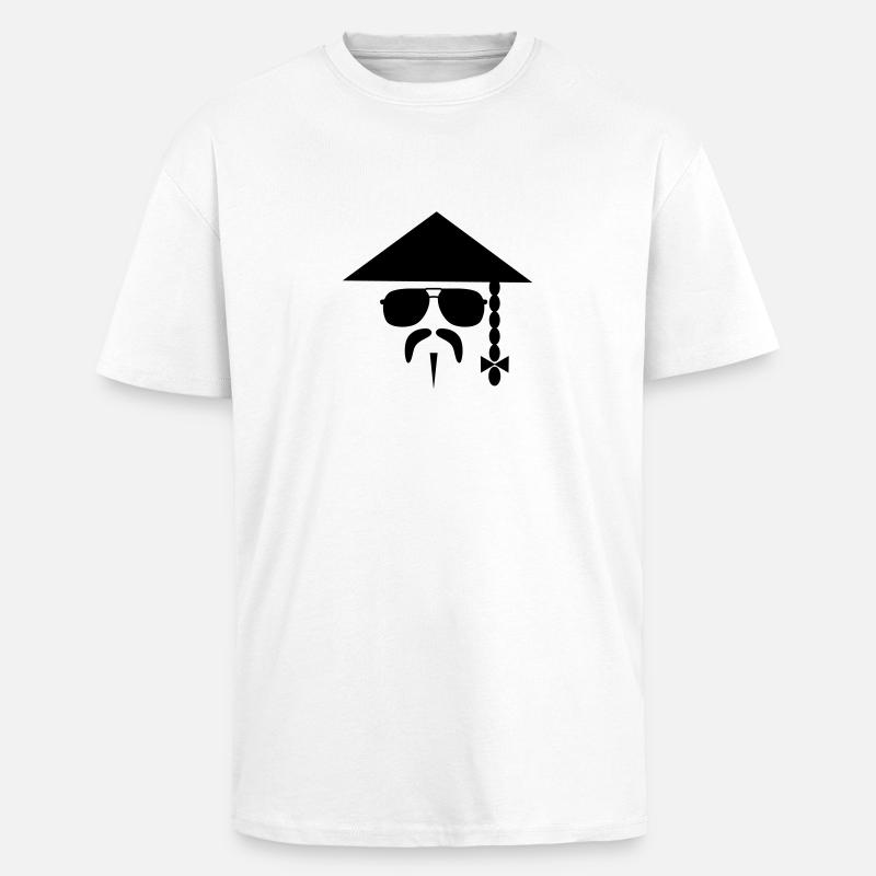 Chinese with Mustache - Oversized Heavyweight Unisex T-Shirt - Weiß