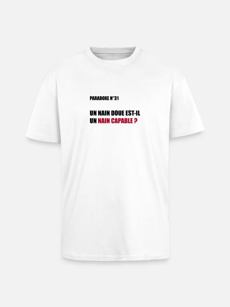 PARADOXE nain - T-shirt unisexe oversize épais - blanc