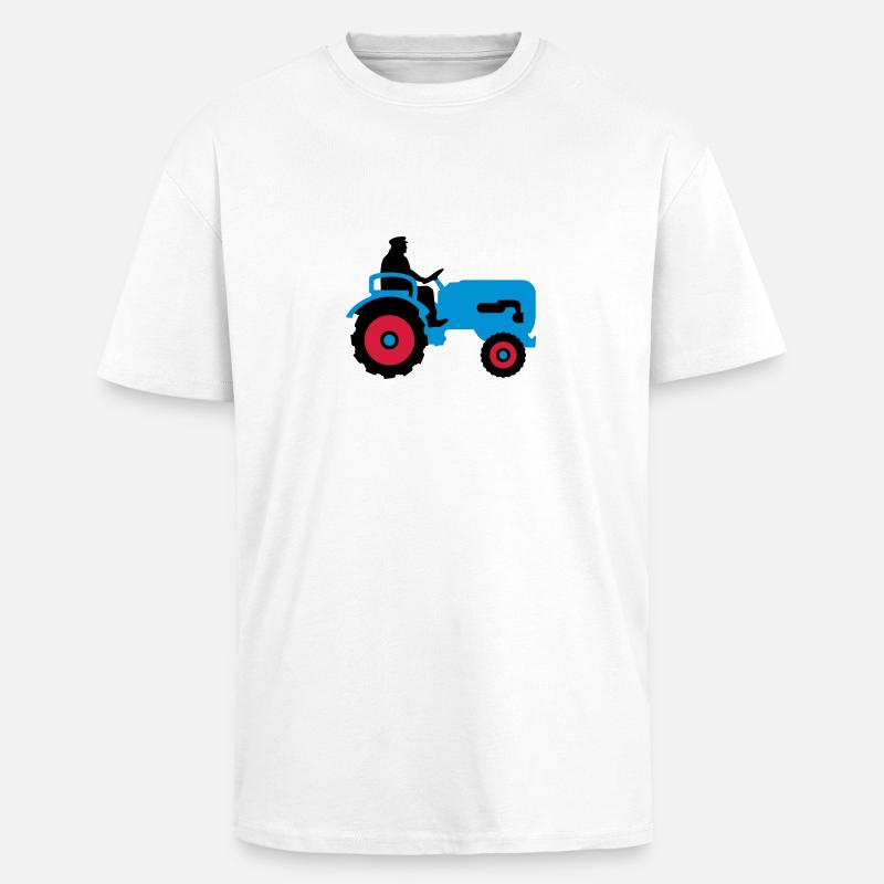 bauer_mit_traktor_032013_b_3c - Oversized Heavyweight Unisex T-Shirt - Weiß