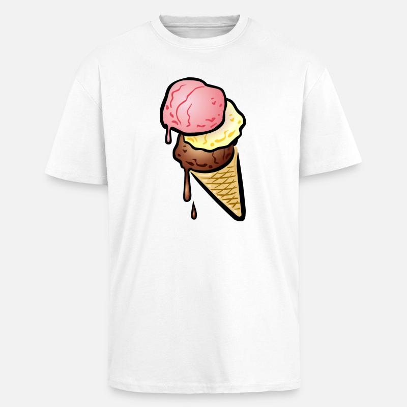 Eistüte mit drei Kugeln Eis - Oversized Heavyweight Unisex T-Shirt - Weiß
