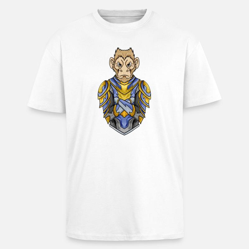 Knight Monkey with Armor Crusader - Unisex Oversized Heavyweight T-shirt - white