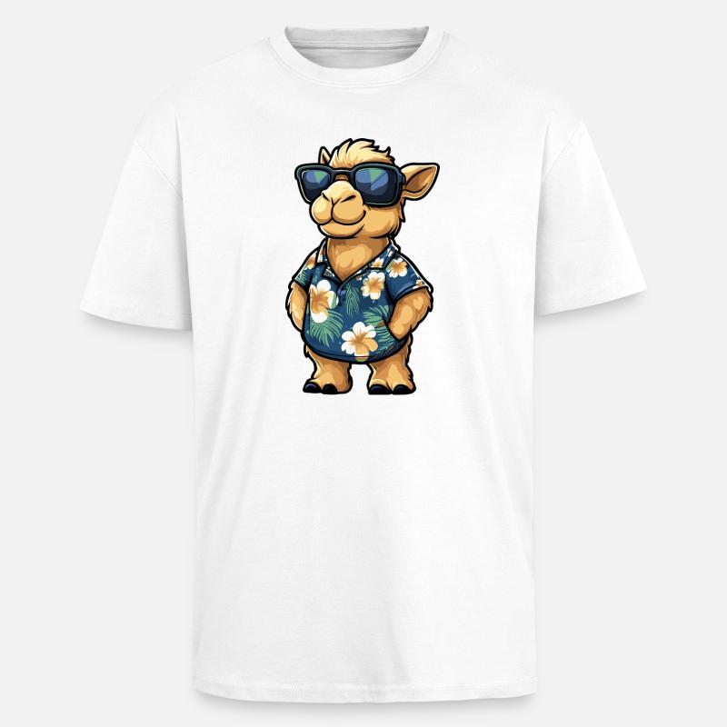 Kamel Comic Urlaub - Oversized Heavyweight Unisex T-Shirt - Weiß