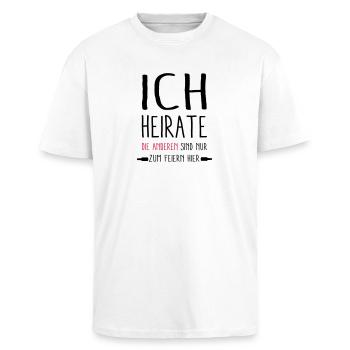 ich Heirate - die anderen feiern - Oversized Heavyweight Unisex T-Shirt - Weiß - Vorne - Alina (178cm) & Michal (187cm)