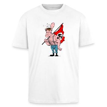 Gegen Nazis - Oversized Heavyweight Unisex T-Shirt - Weiß - Vorne - Alina (178cm) & Michal (187cm)