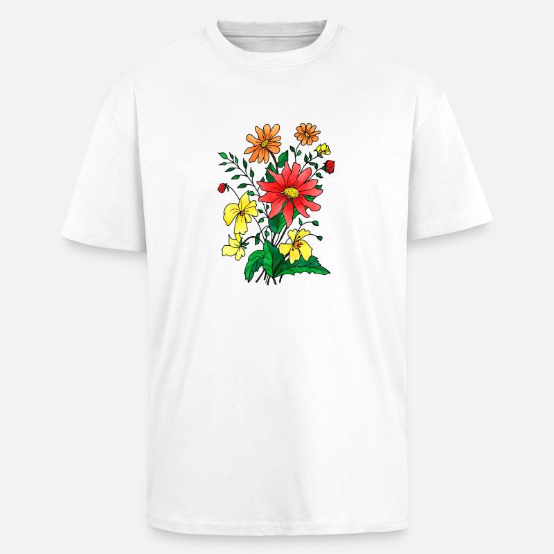 Fleur - T-shirt unisexe oversize épais - blanc
