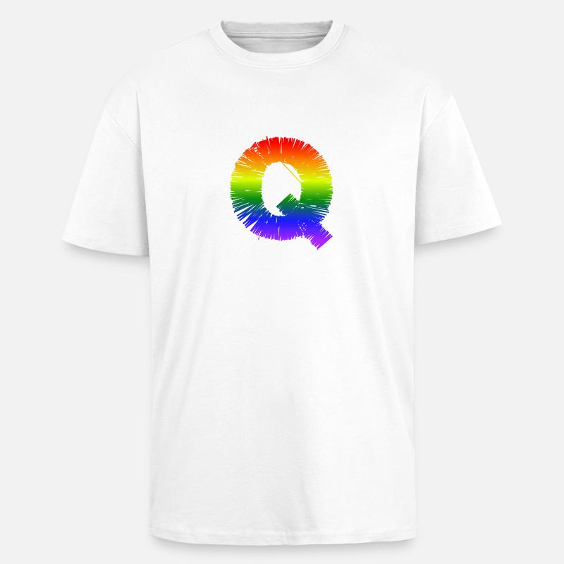 Regenbogen-Q - Oversized Heavyweight Unisex T-Shirt - Weiß