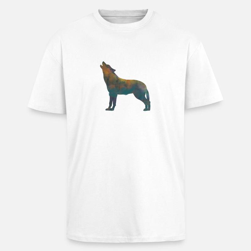 heulender Wolf - Oversized Heavyweight Unisex T-Shirt - Weiß