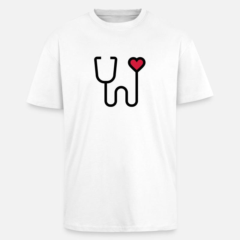 Stethoskop Abhörgerät - Oversized Heavyweight Unisex T-Shirt - Weiß