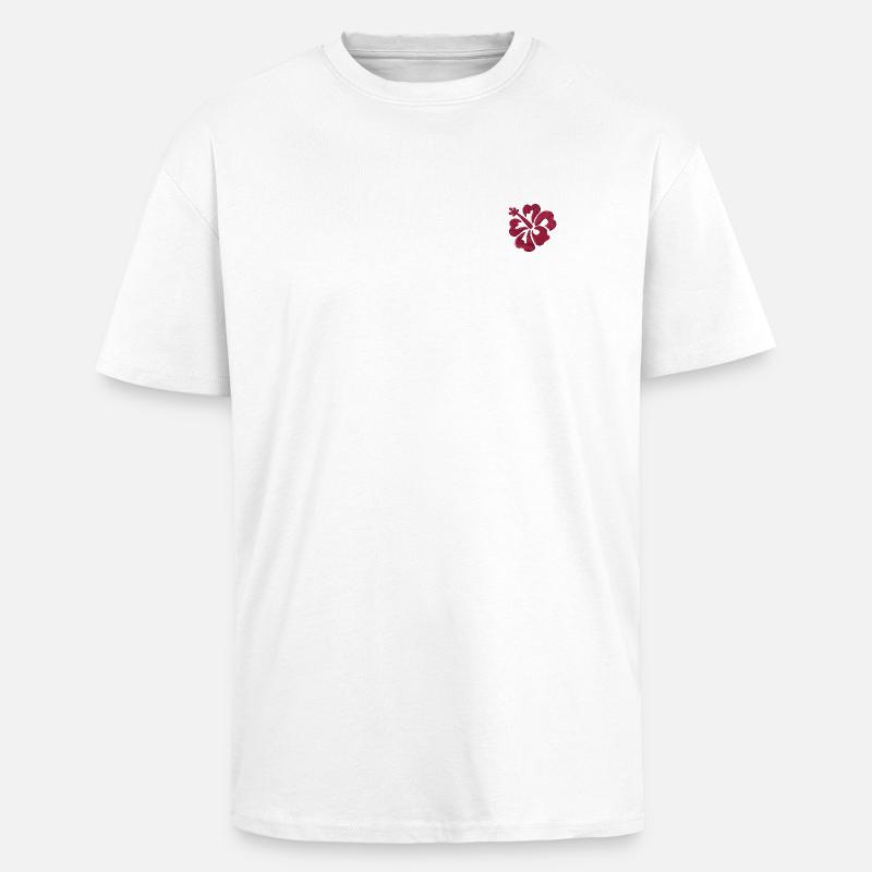 Blume bestickt - Oversized Heavyweight Unisex T-Shirt - Weiß