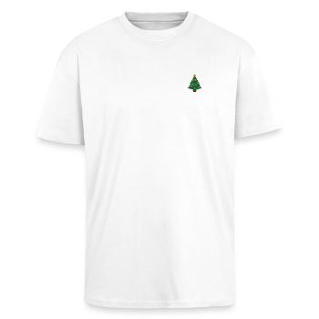 Weihnachtsbaum bestickt - Oversized Heavyweight Unisex T-Shirt - Weiß - Vorne - Alina (178cm) & Michal (187cm)
