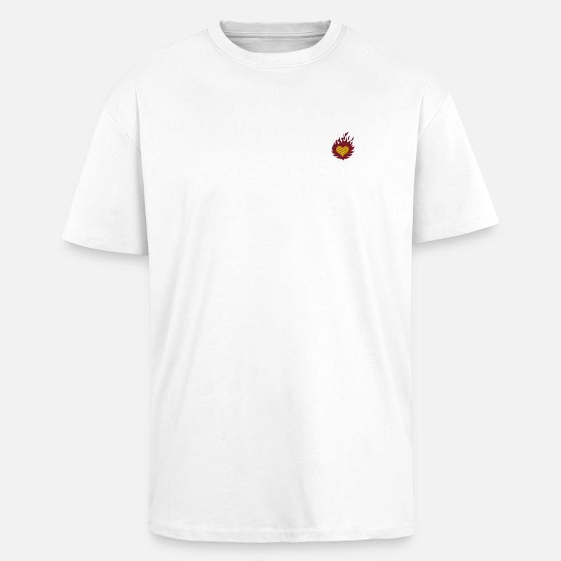 Brennendes Herz bestickt - Oversized Heavyweight Unisex T-Shirt - Weiß