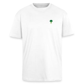 Broccoli ricamati - T-shirt unisex oversize pesante - bianco - Fronte - Alina (178cm) & Michal (187cm)