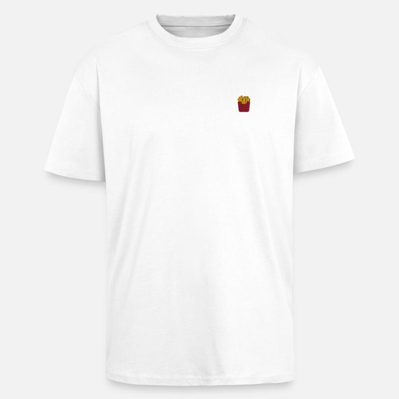 Frites brodées - T-shirt oversize épais - blanc