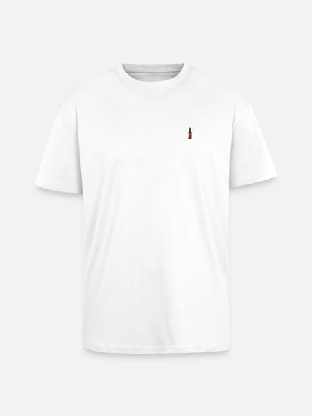 Bouteille de vin brodée - T-shirt unisexe oversize épais - blanc