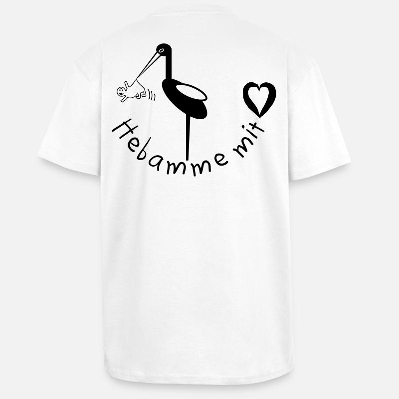 Hebamme mit Herz Storch - Oversized Heavyweight Unisex T-Shirt - Weiß