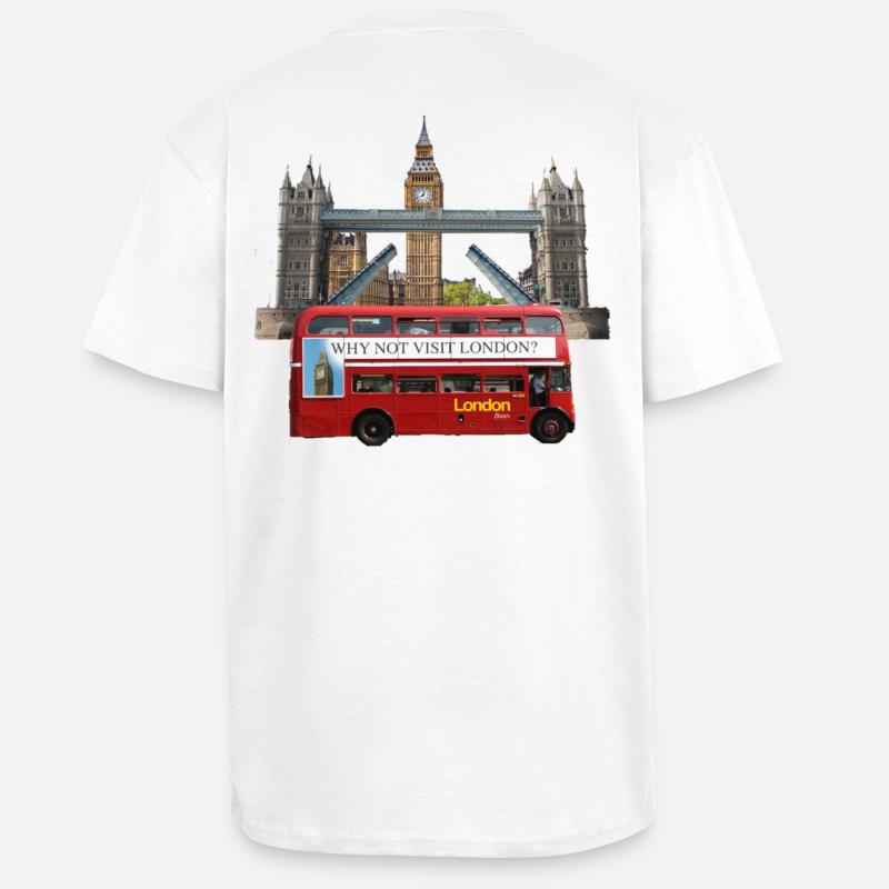 Collage de monuments de Londres - T-shirt unisexe oversize épais - blanc