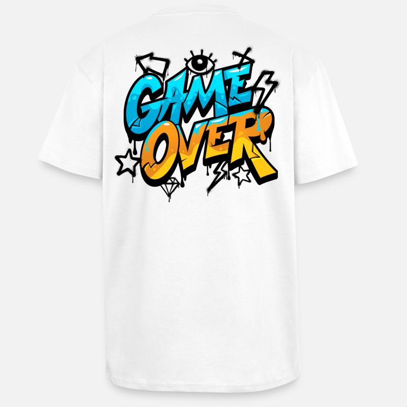 Game Over Graffiti Neon Gradient - T-shirt unisexe oversize épais - blanc
