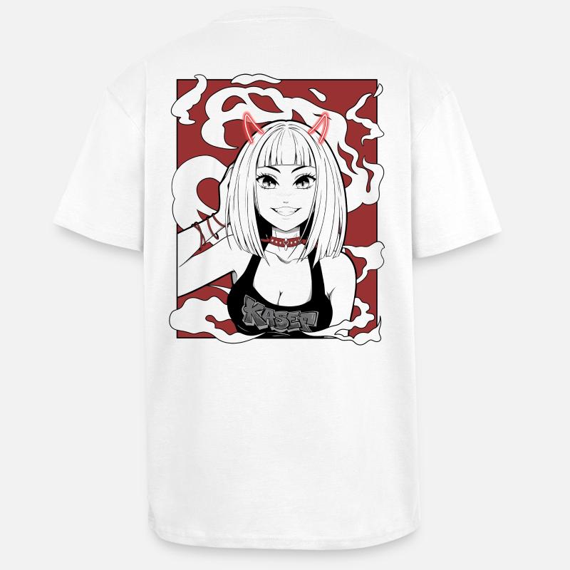 Anime Teufel Mädchen Goth Design - Oversized Heavyweight Unisex T-Shirt - Weiß