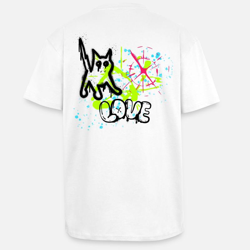 Neon Graffiti Splatter Pattern - Unisex Oversized Heavyweight T-shirt - white