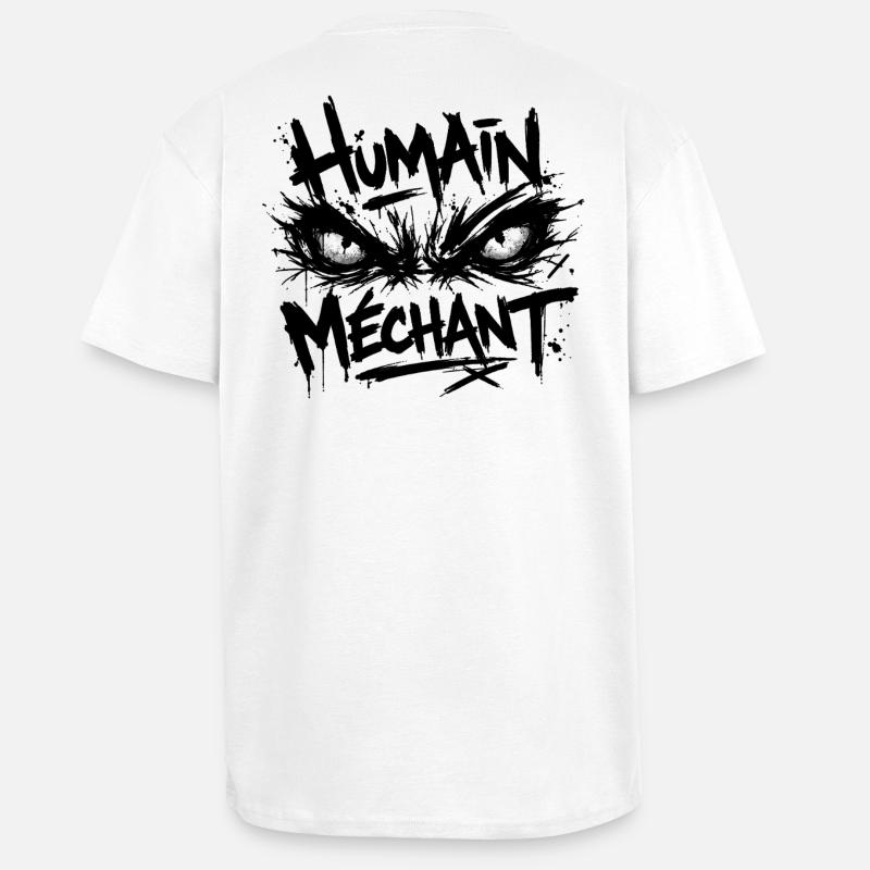Evil Human Look Black Pattern - Unisex Oversized Heavyweight T-shirt - white