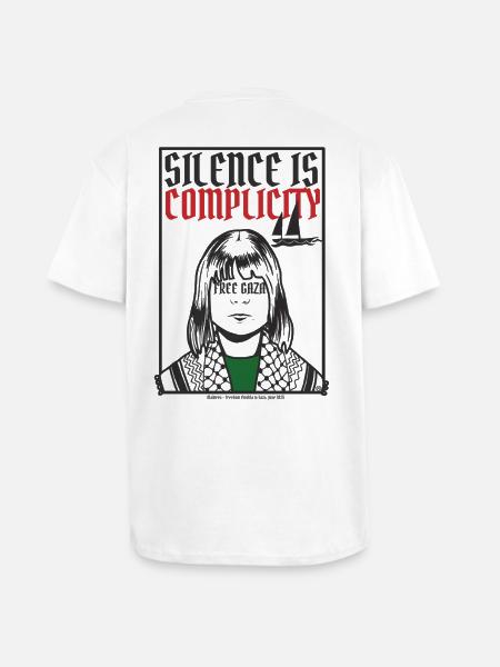 Silence is complicity, Free Gaza, Free Palestine - T-shirt unisexe oversize épais - blanc