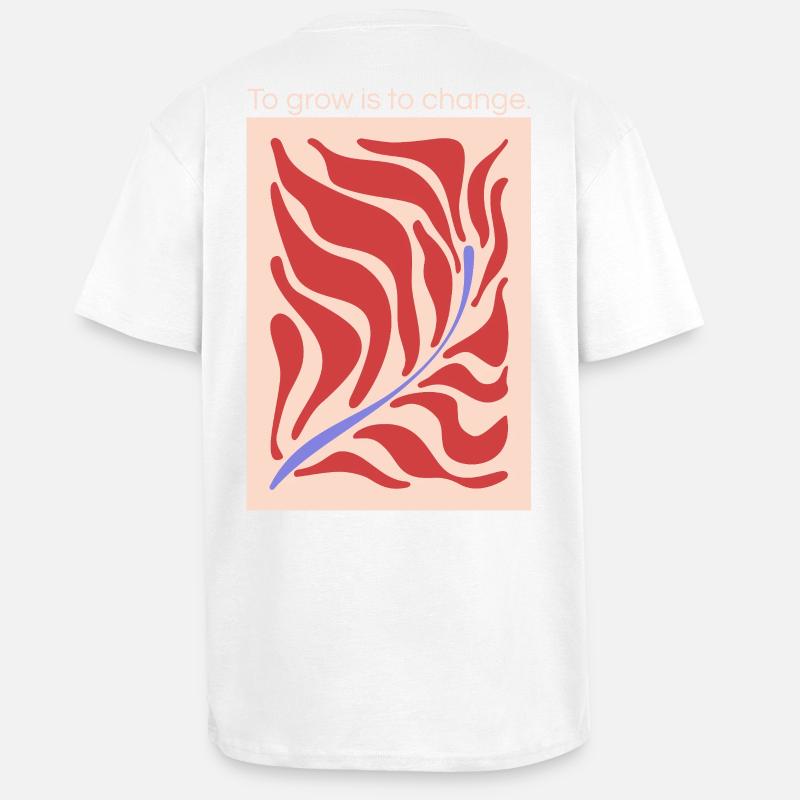 Growth through change – leaf shape pattern - Unisex Oversized Heavyweight T-shirt - white