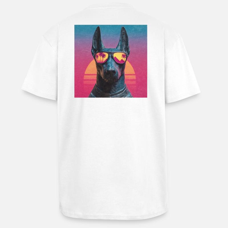 Anubis Synthwave - Dieu en vacances - T-shirt unisexe oversize épais - blanc