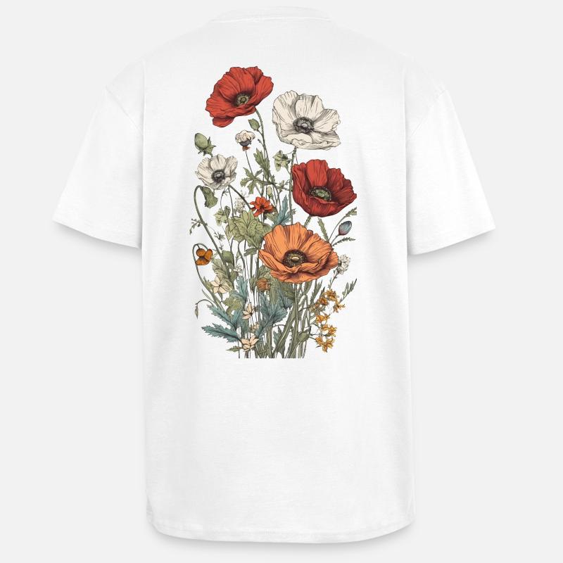 Wunderschönes Boho Mohn Herbarium Bouquet - Oversized Heavyweight Unisex T-Shirt - Weiß