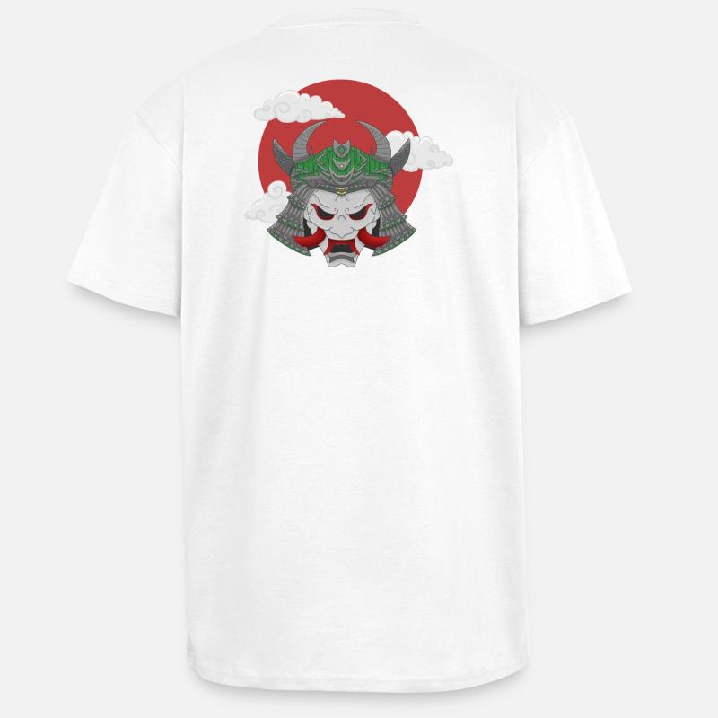 Oni x Samurai Graugrün - Oversized Heavyweight Unisex T-Shirt - Weiß