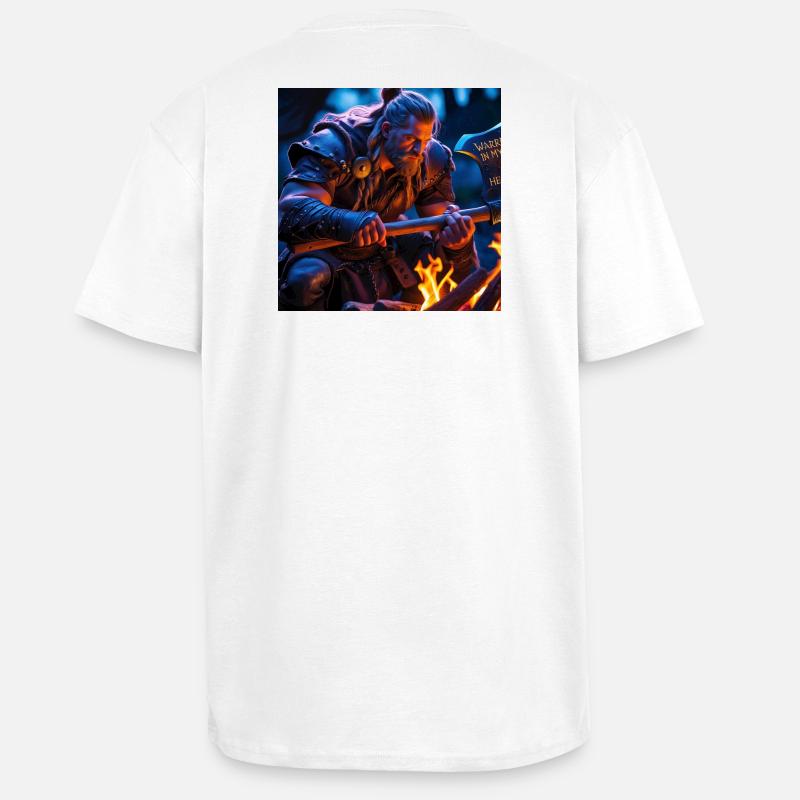 Fantasy Wikinger mit einer Axt - Oversized Heavyweight Unisex T-Shirt - Weiß