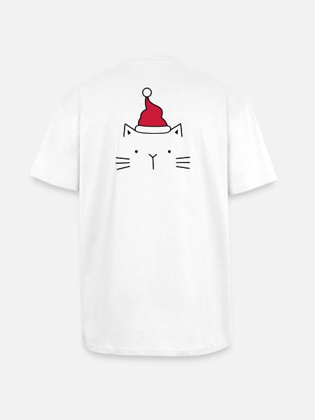 Cat Santa Claus Christmas hat Christmas - Unisex Oversized Heavyweight T-shirt - white