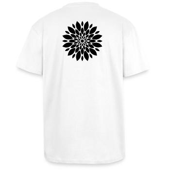 Blüte Mandala Blume Floral - Oversized Heavyweight Unisex T-Shirt - Weiß - Hinten - Alina (178cm)