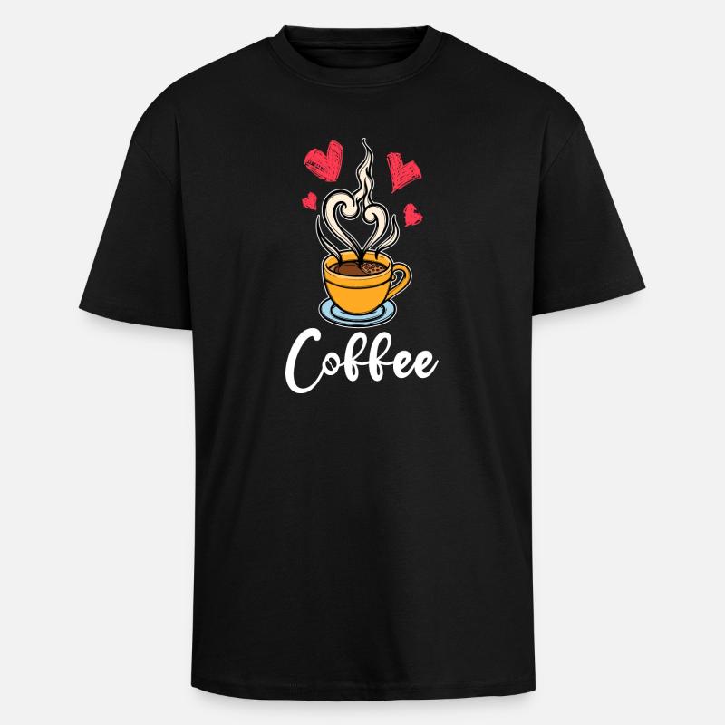 Koffein Kaffee Trinken Kaffeetrinker Spruch - Oversized Heavyweight Unisex T-Shirt - Schwarz