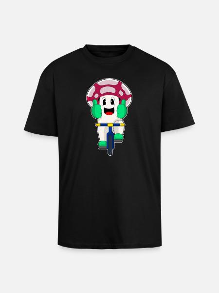 Vélo champignon - T-shirt unisexe oversize épais - noir