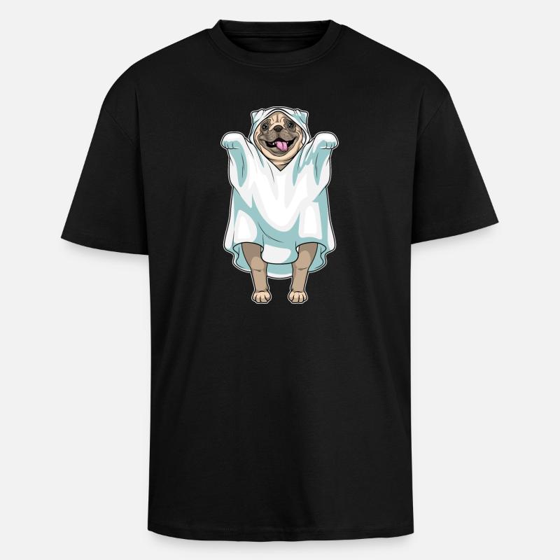 Mops Halloween Geist - Oversized Heavyweight Unisex T-Shirt - Schwarz