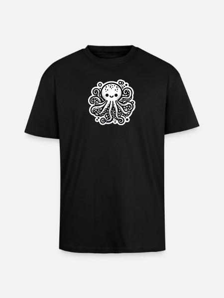 Octopus Octopus White Sticker - Unisex Oversized Heavyweight T-shirt - black