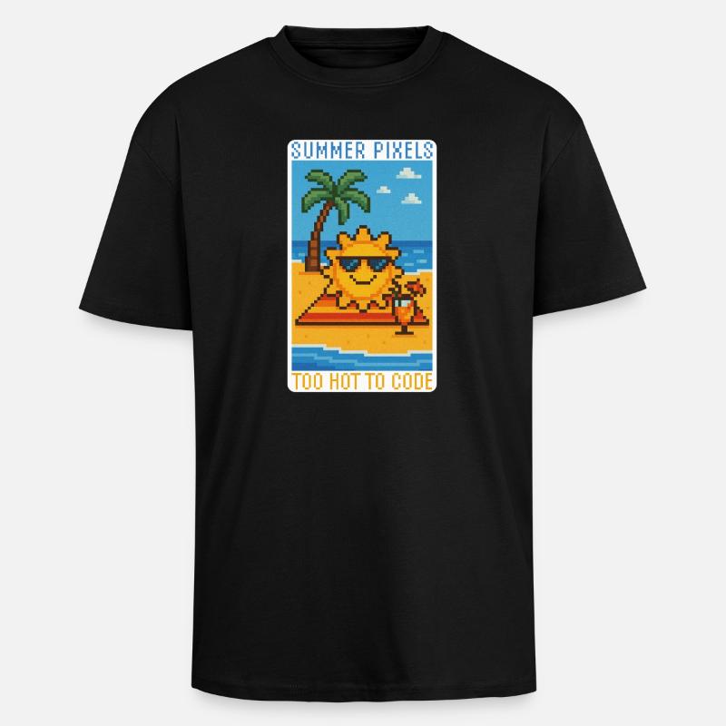 Sunny Pixels & Chill - Oversized Heavyweight Unisex T-Shirt - Schwarz
