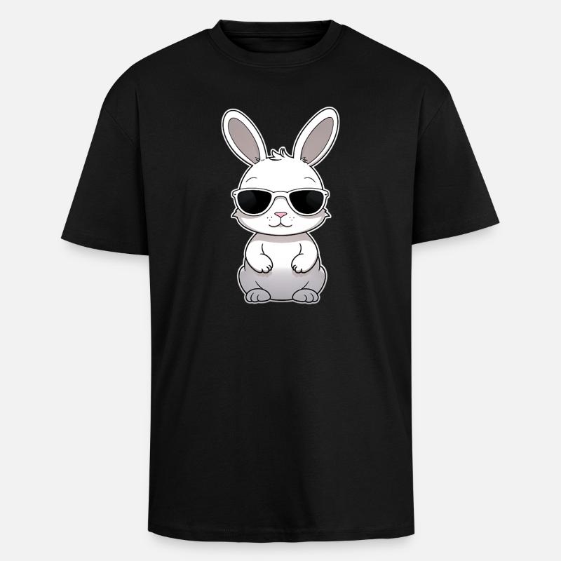 Cool bunny with sunglasses - Unisex Oversized Heavyweight T-shirt - black