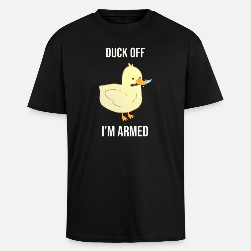 Duck dich weg, ich bin bewaffnet - Oversized Heavyweight Unisex T-Shirt - Schwarz