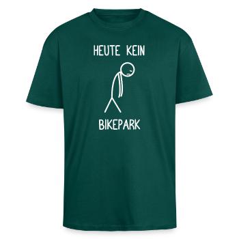 No bike park today Bicycle Mountain bike Downhill - Unisex Oversized Heavyweight T-shirt - hunter green - Front - Alina (178cm) & Michal (187cm)