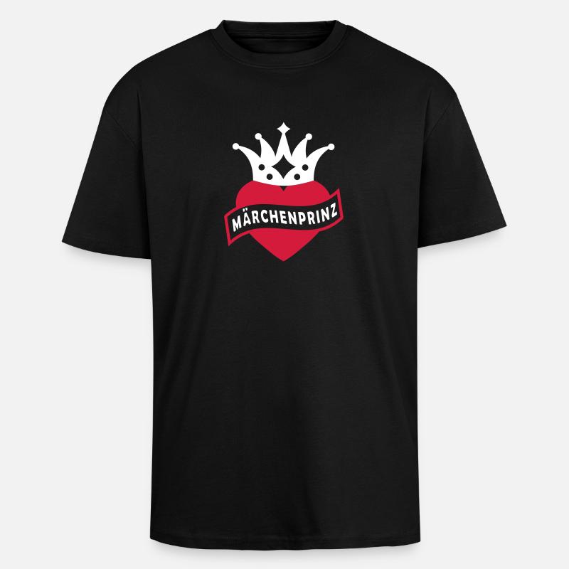 Med Heart & Crown - Prince Charming - Unisex oversized t-skjorte i kraftig kvalitet - svart
