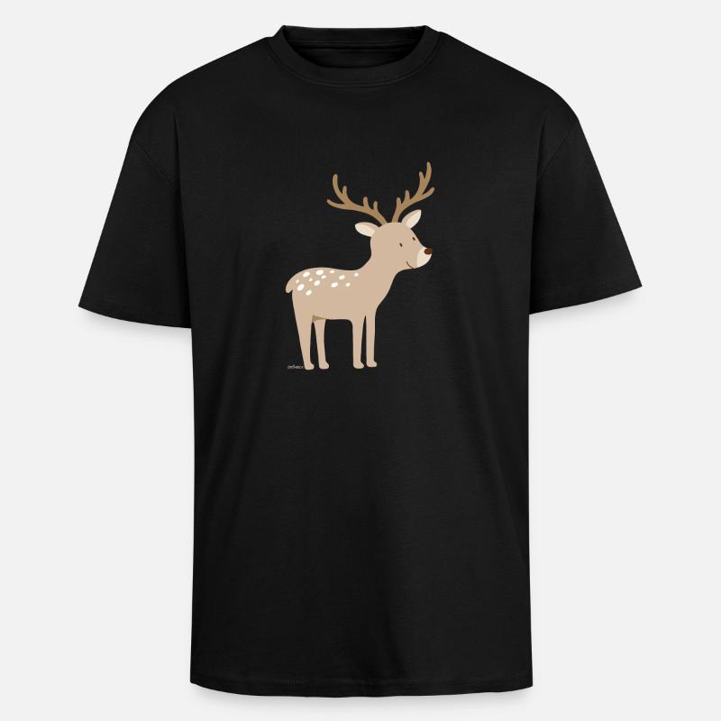 Hirsch - Oversized Heavyweight Unisex T-Shirt - Schwarz