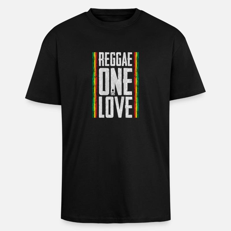 reggae one love - Oversized Heavyweight Unisex T-Shirt - Schwarz