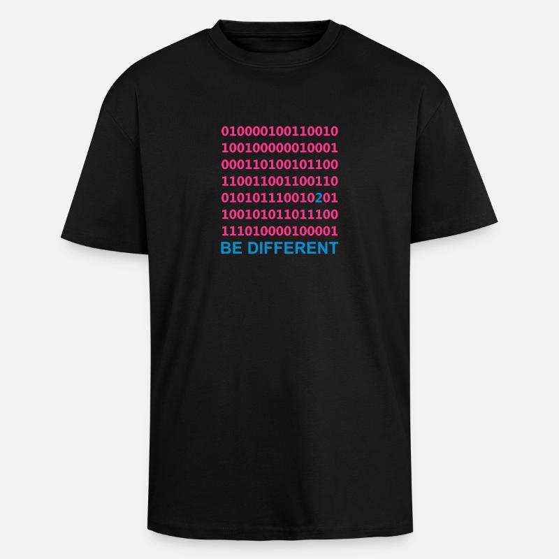 Be Different - Binary - Digital - Unisex Oversized Heavyweight T-shirt - black
