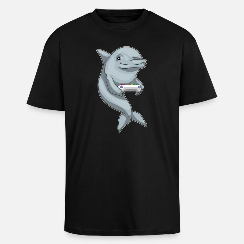 Delfin Gamer Controller - Oversized Heavyweight Unisex T-Shirt - Schwarz