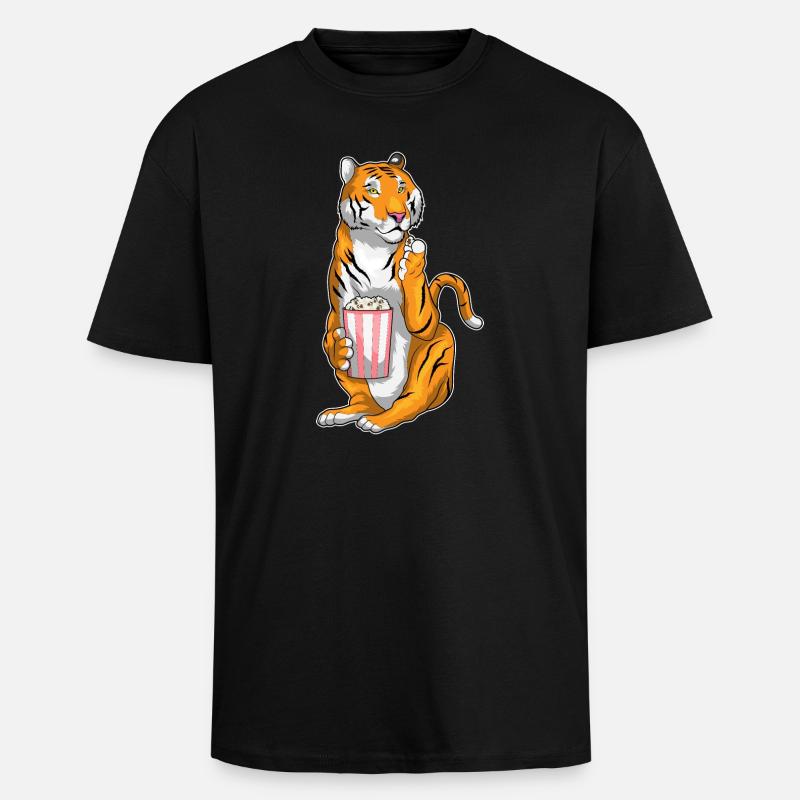 Maïs soufflé Tiger - T-shirt unisexe oversize épais - noir
