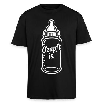 Baby Flasche Trinken Stillen O'zapft is - Oversized Heavyweight Unisex T-Shirt - Schwarz - Vorne - Alina (178cm) & Michal (187cm)